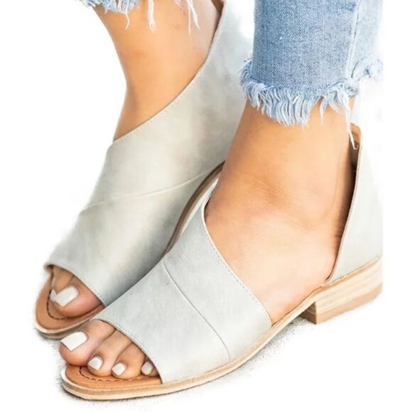 CATHERINE MALANDRINO THEORIE PEEP TOE LOW HEEL SLIP-ON SANDALS - Picture 1 of 16